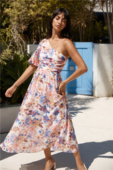 Chin Up One Shoulder Maxi Dress Purple