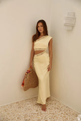 Limitless Love Satin Maxi Dress Yellow