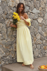 Bella Maxi Off-Shoulder Dress Yellow
