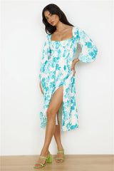 Sweet Epiphany Midi Dress Blue Floral