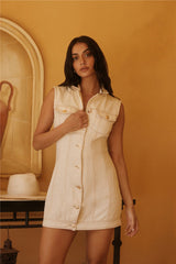 Desert Muse Denim Mini Dress Cream