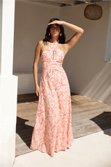 Under Shade Halter Maxi Dress Pink