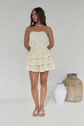 Sunshine Chic Strapless Mini Dress Yellow