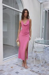 Morning Greetings Halter Maxi Dress Rose