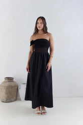 Wish List Getaway One Shoulder Maxi Dress Black