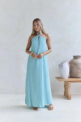Isle Of Chic Halter Maxi Dress Aqua