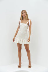 Blossom Embellish Mini Dress Cream