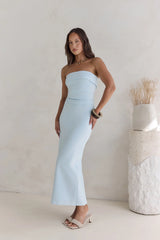 Sunny Daze Strapless Maxi Dress Blue
