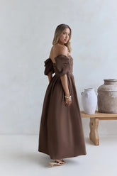 Bella Off-Shoulder Maxi Dress Chocolate