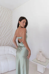 Gleam In Gold Maxi Dress Khaki