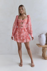 Amber Trails Long Sleeve Mini Dress Pink