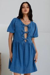 In Lieu Mini Dress Blue