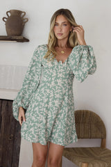 Garden Chic Mini Dress Green