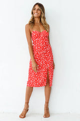 Waiting For Spring Midi Dress Red