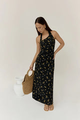 Scarlet Hues Halter Maxi Dress Black