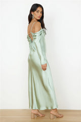 Classic Moments Satin Maxi Dress Sage