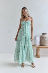 Hear Your Heartbeat Strapless Maxi Dress Green
