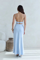 Love And Desire Satin Maxi Dress Blue