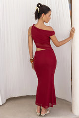 Summer Moon Off The Shoulder Maxi Dress Red