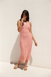 Island Dream Halter Maxi Dress Red