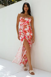 Gardenia Strapless Maxi Dress Red