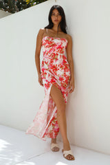 Gardenia Strapless Maxi Dress Red