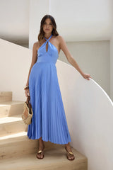 Perfect In Plisse Halter Maxi Dress Blue