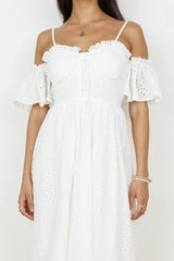 Basque Midi Dress White