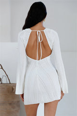 Soulful Nights Long Sleeve Mini Dress White