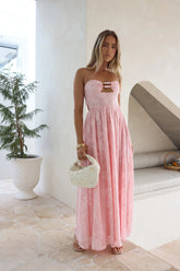 Angelic Moment Strapless Maxi Dress Pink