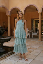 Ocean Nights One-Shoulder Maxi Dress Sage