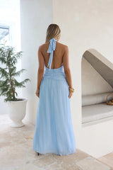 Midday Rendezvous Halter Maxi Dress Blue