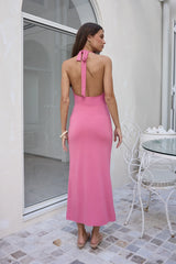 Morning Greetings Halter Maxi Dress Rose