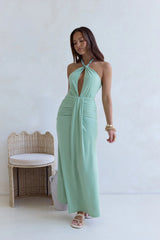 From The Heart Halter Maxi Dress Green