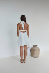Swaying Shadows Halter Mini Dress White