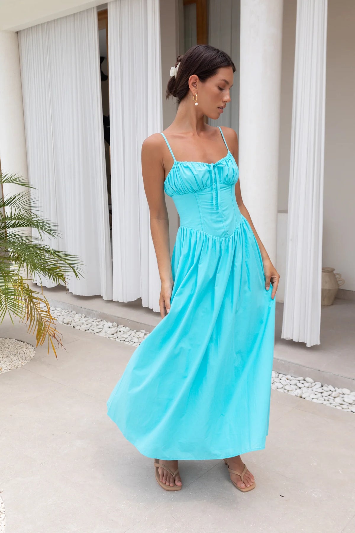 Whimsical Woods Maxi Dress Aqua