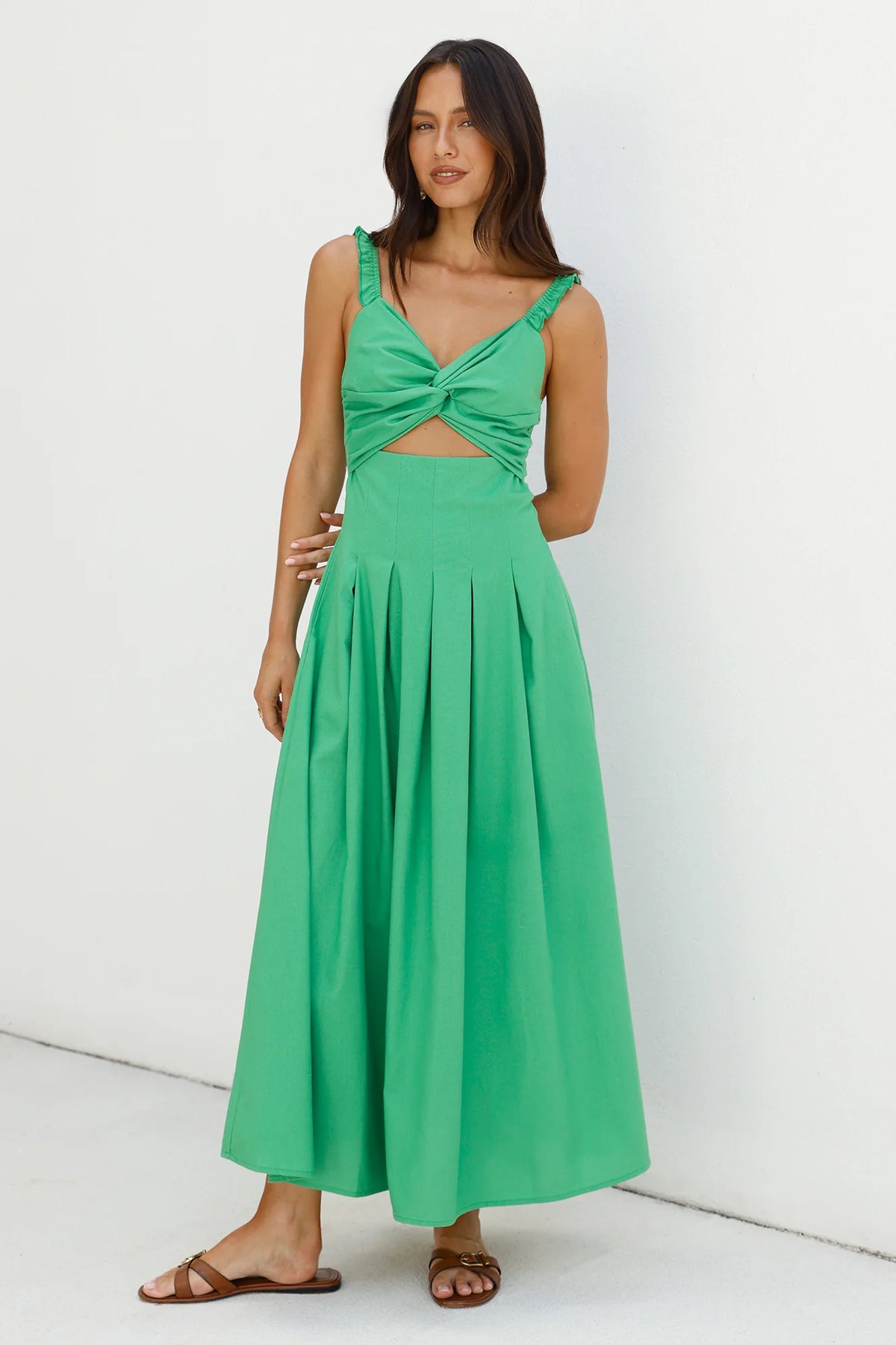 Cherry Kisses Maxi Dress Green
