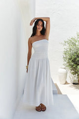Blossom Bay Strapless Maxi Dress White