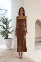 Dreamdays Halter Lace Maxi Dress Chocolate