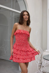 Hold Me Closer Strapless Mini Dress Red