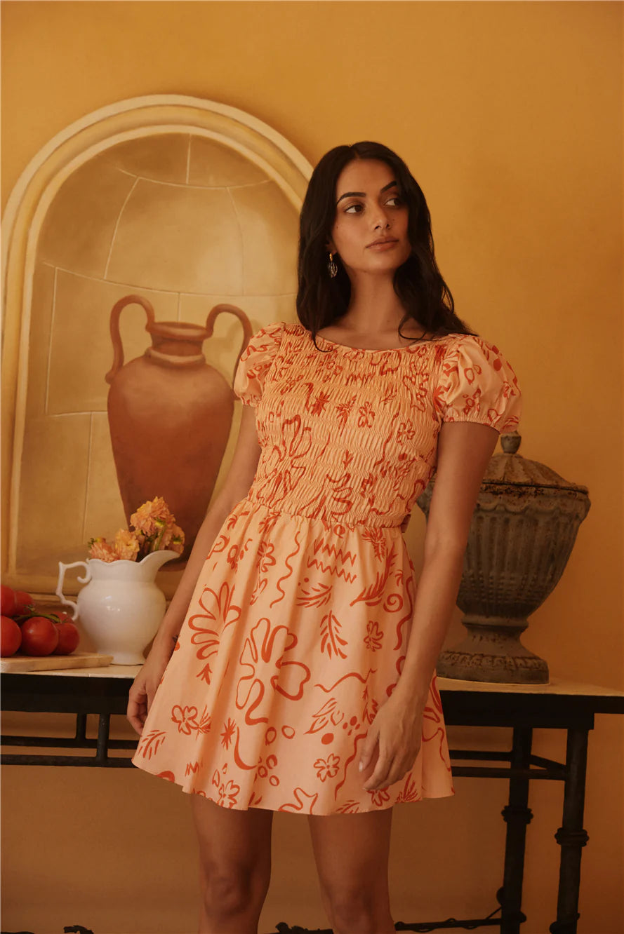 Sunset Scenes Mini Dress Orange
