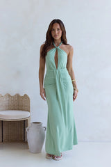 From The Heart Halter Maxi Dress Green