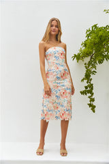 Island Dreams Strapless Midi Dress Peach