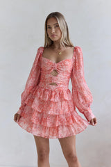 Amber Trails Long Sleeve Mini Dress Pink