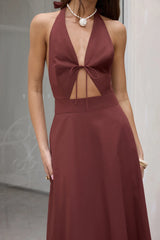 Sands Of Splendor Halter Maxi Dress Brown