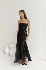 First Class Feelings Strapless Maxi Dress Black