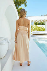 Heavenly Endeavours Satin Maxi Dress Peach