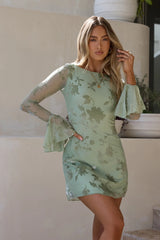 Moonrise Long Sleeve Mini Dress Sage