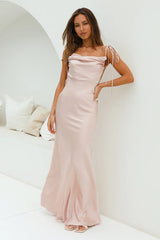 DEAR EMILIA Opulent Events Satin Maxi Dress Champagne