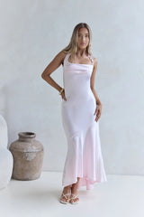 Lucky In Life Satin Halter Maxi Dress Pink